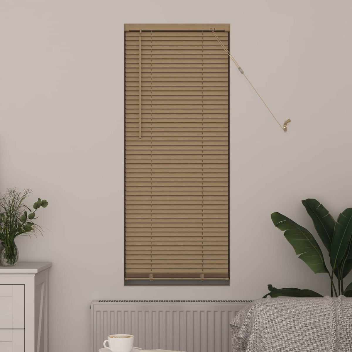 Venezianische Jalousie Hellbraun mit Muster 150 x 40 cm 25 mm