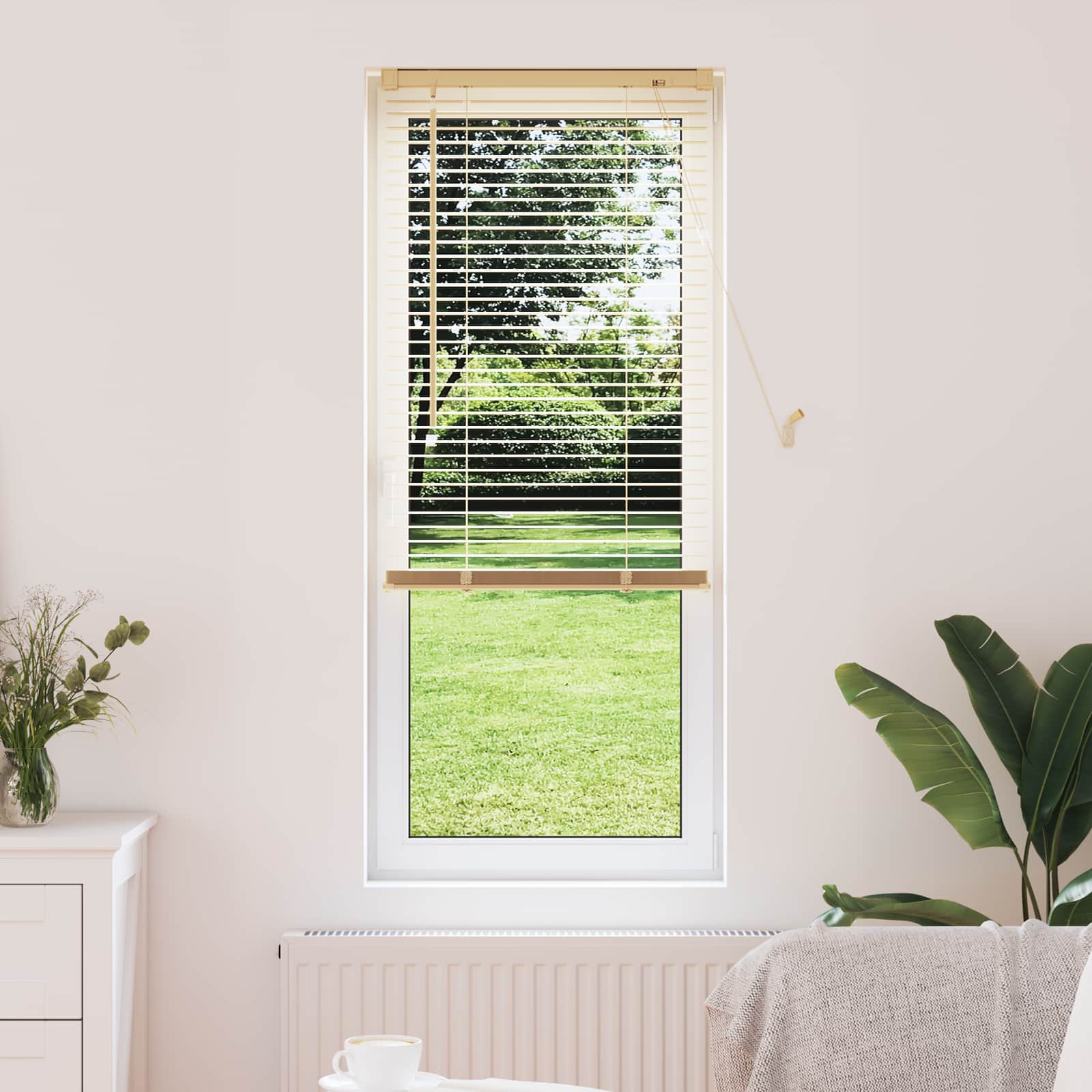 Jalousie Hellbraun mit Muster 150 x 50 cm 25 mm PVC