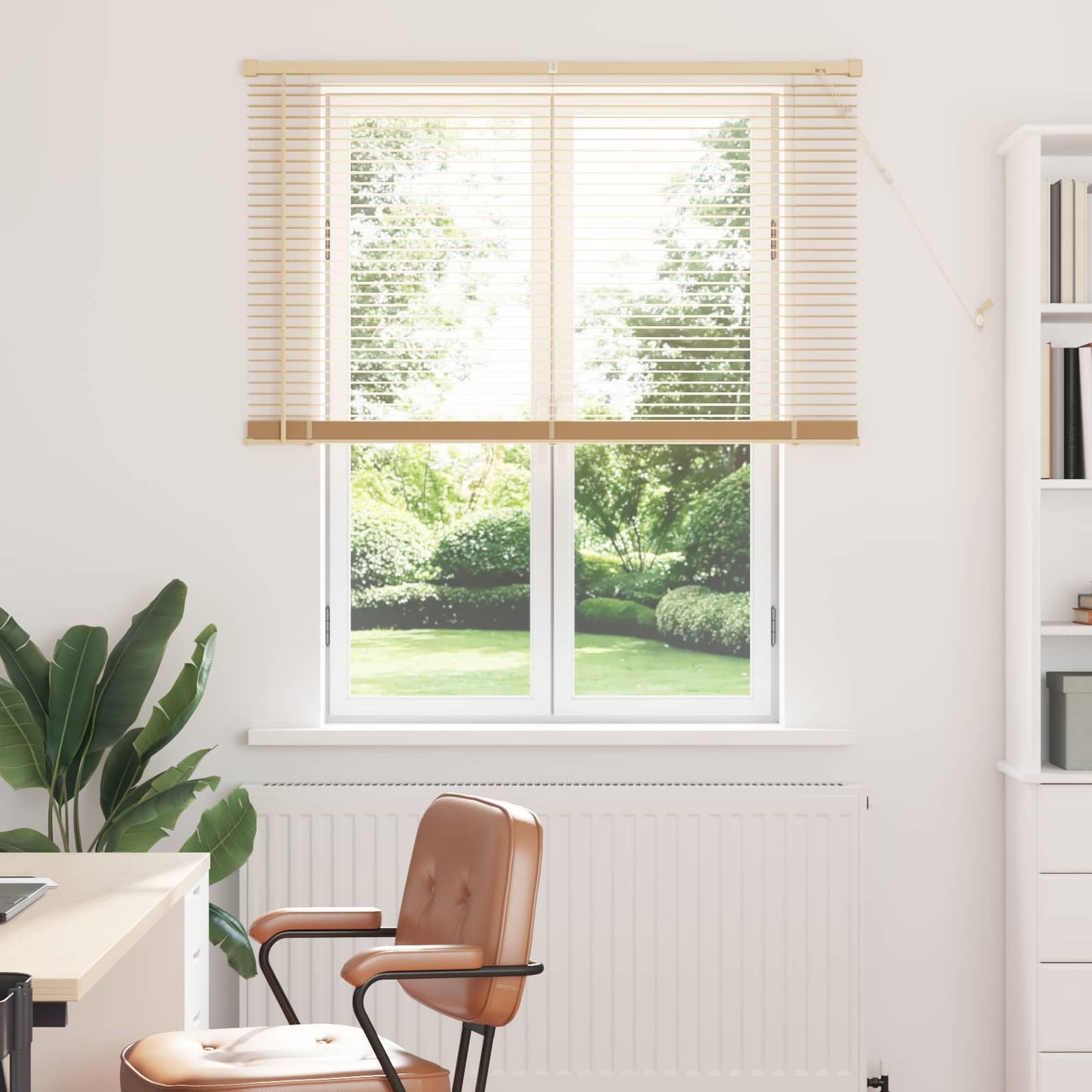 Venezianische Jalousie Hellbraun mit Muster 150 x 110 cm 25 mm