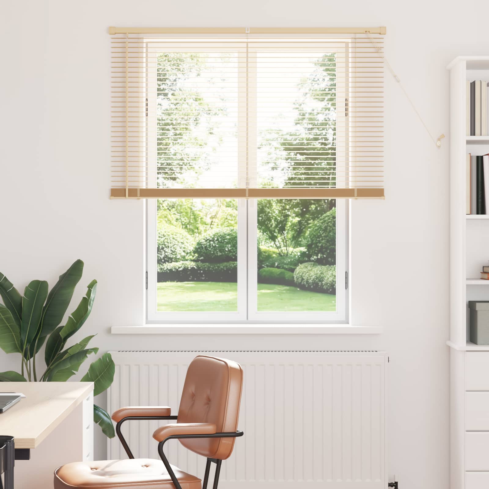 Venezianische Jalousie Hellbraun mit Muster 150 x 120 cm 25 mm