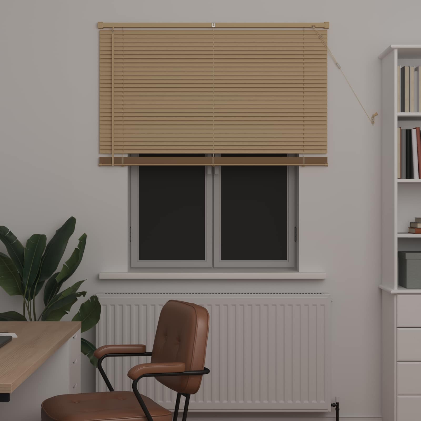 Venezianische Jalousie Hellbraun mit Muster 150 x 120 cm 25 mm