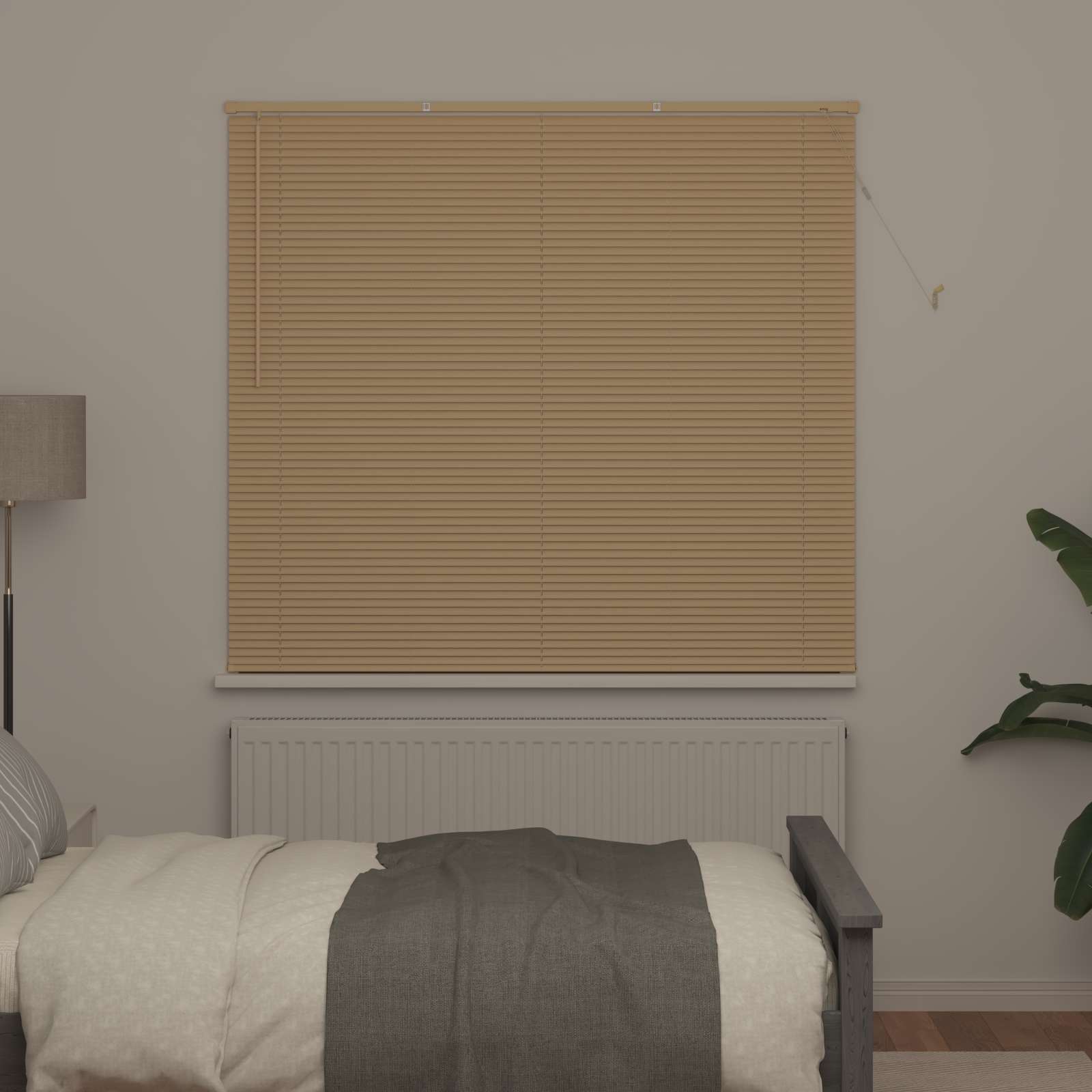 Venezianische Jalousie Hellbraun mit Muster 150 x 130 cm 25 mm