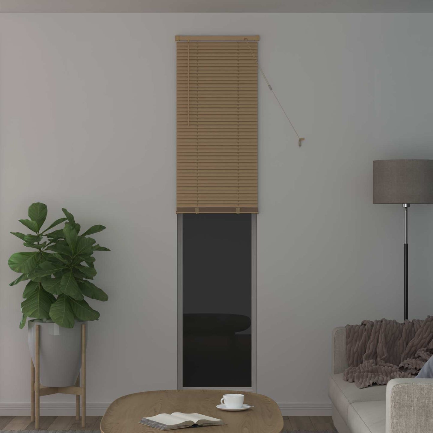 Venezianische Jalousie Hellbraun mit Muster 213 x 60 cm 25 mm