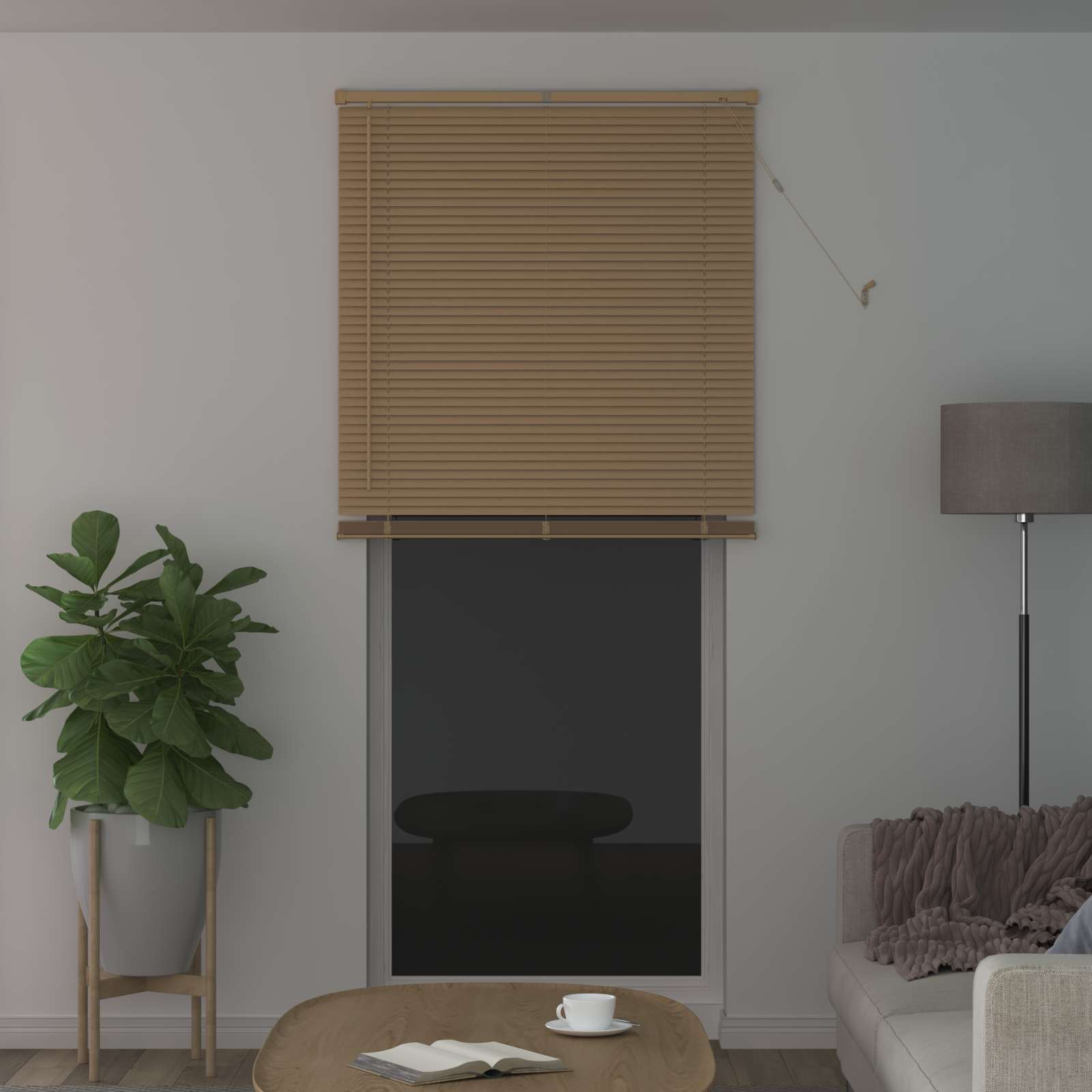 Venezianische Jalousie Hellbraun mit Muster 213 x 90 cm 25 mm