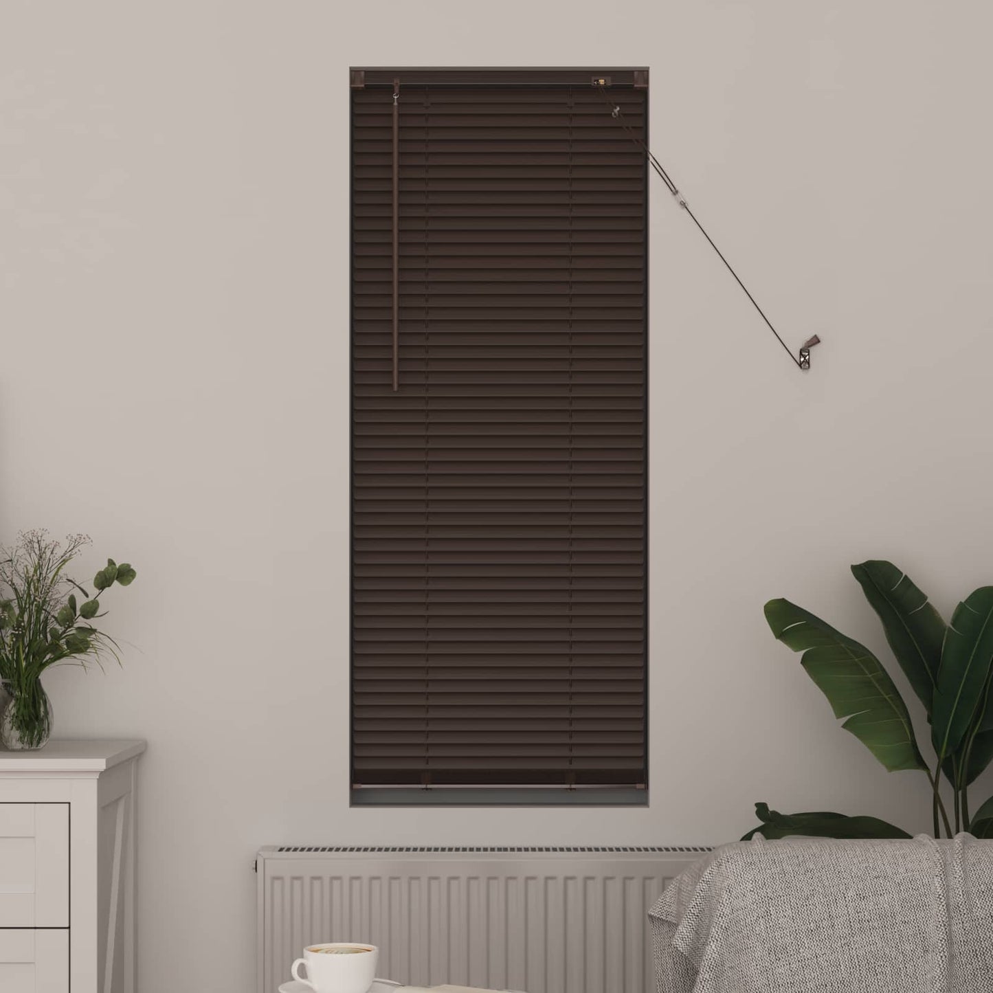 Venezianische Jalousie Dunkelbraun mit Muster 150 x 40 cm 25 mm