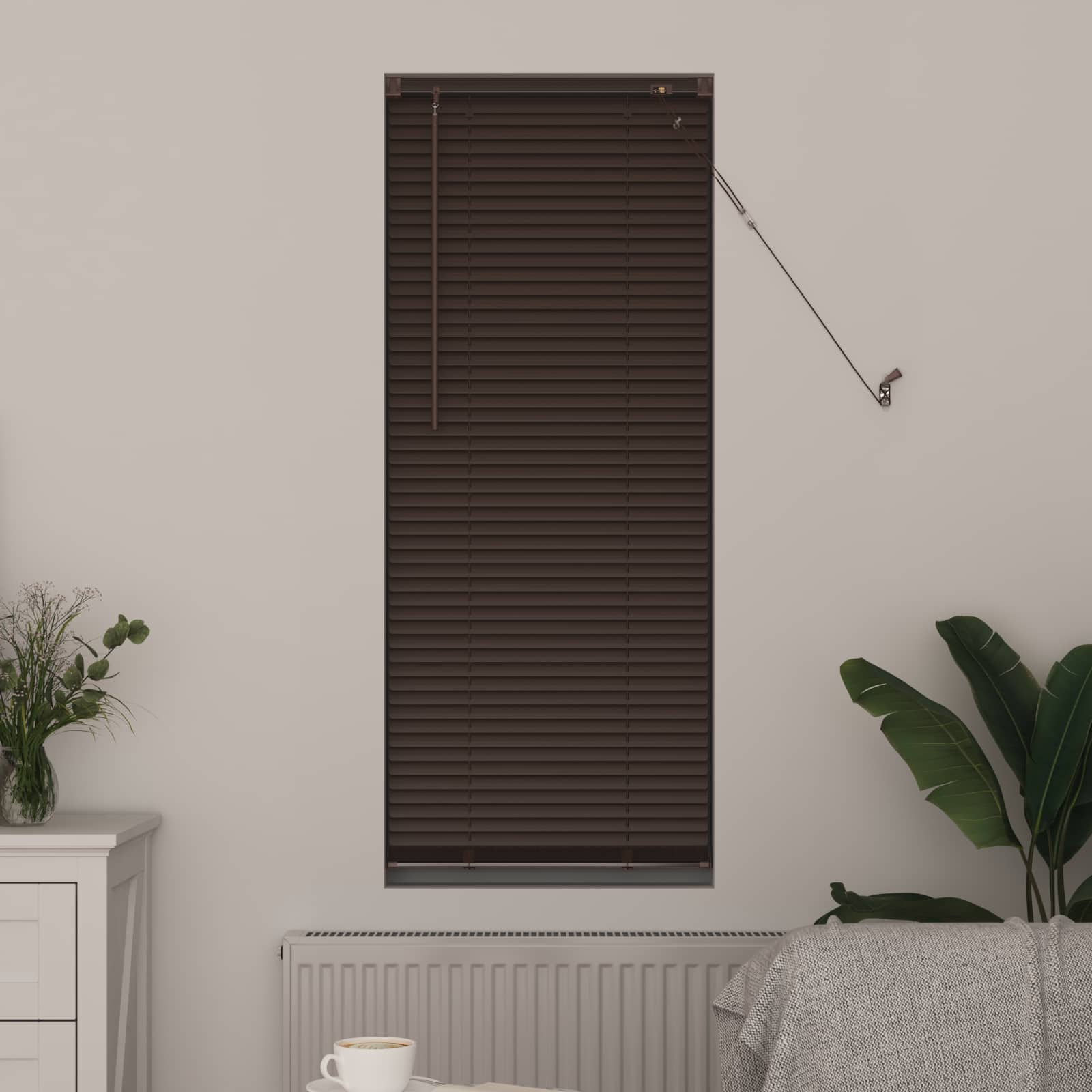 Venezianische Jalousie Dunkelbraun mit Muster 150 x 40 cm 25 mm