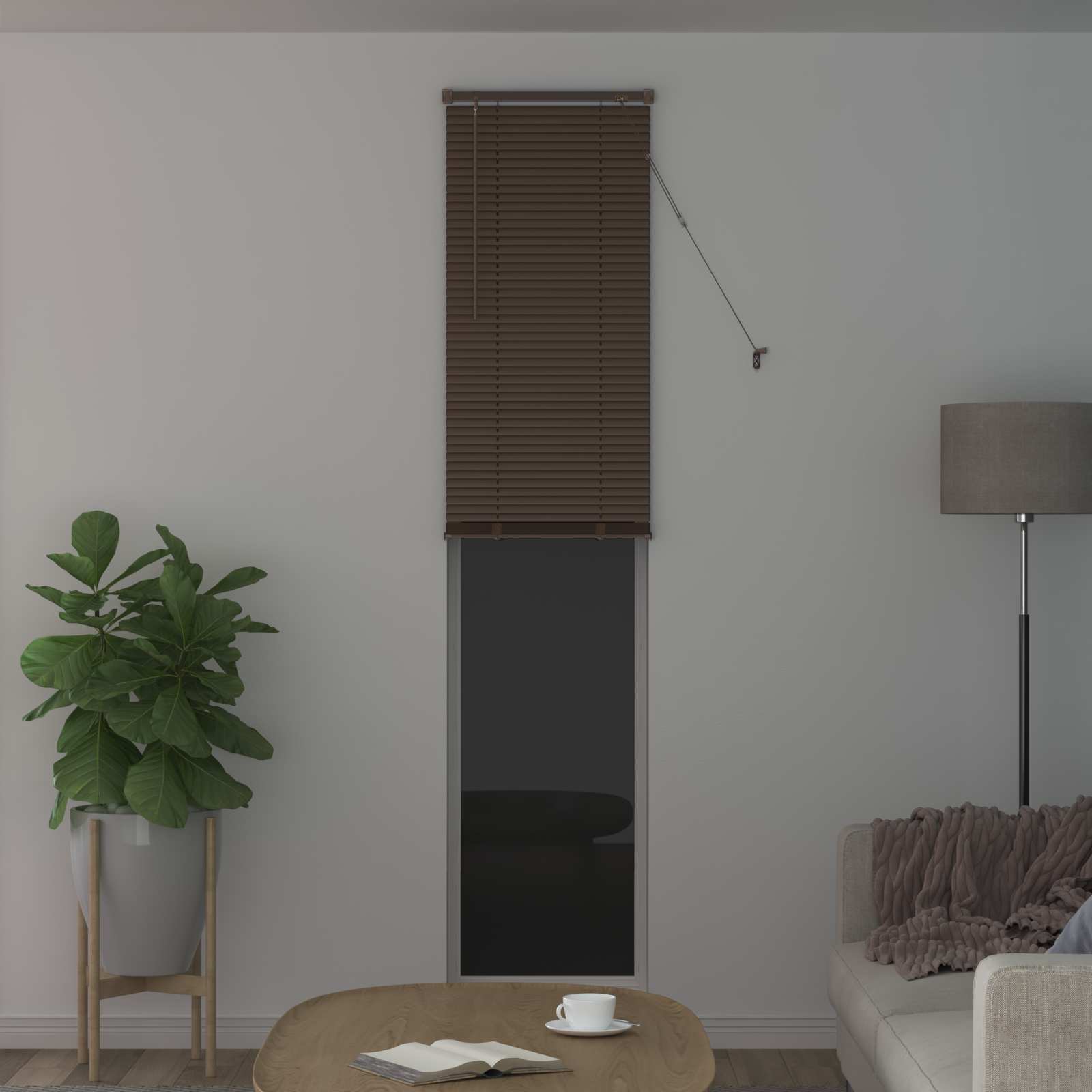 Venezianische Jalousie Dunkelbraun mit Muster 213 x 40 cm 25 mm