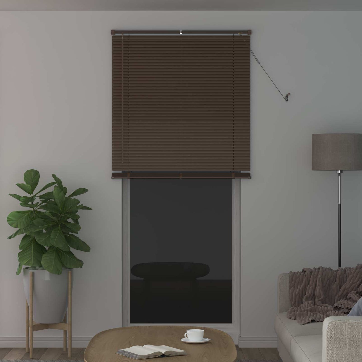 Venezianische Jalousie Dunkelbraun mit Muster 213 x 80 cm 25 mm