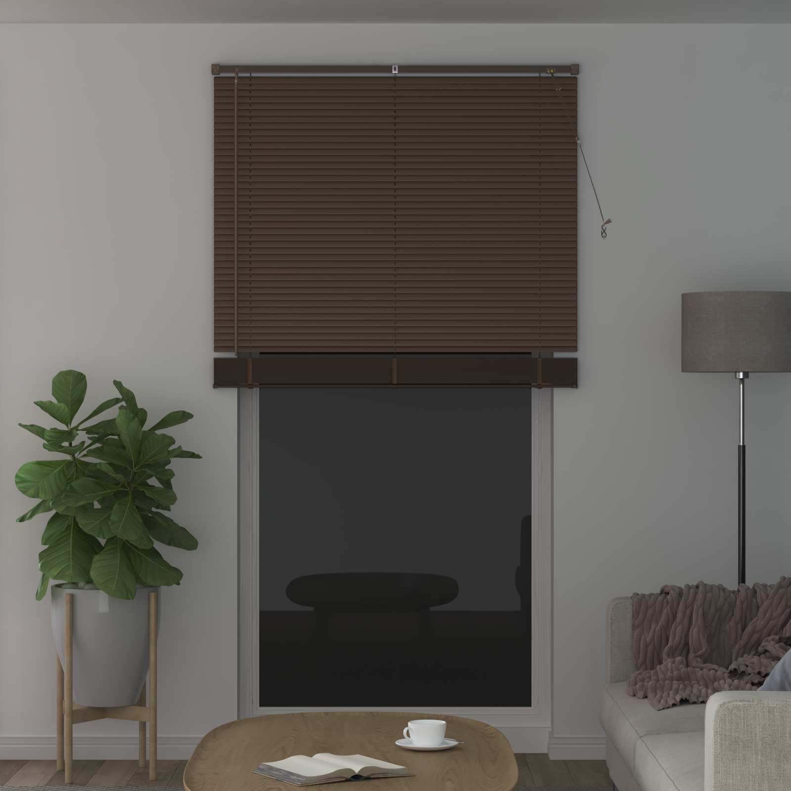 Venezianische Jalousie Dunkelbraun mit Muster 213 x 120 cm PVC