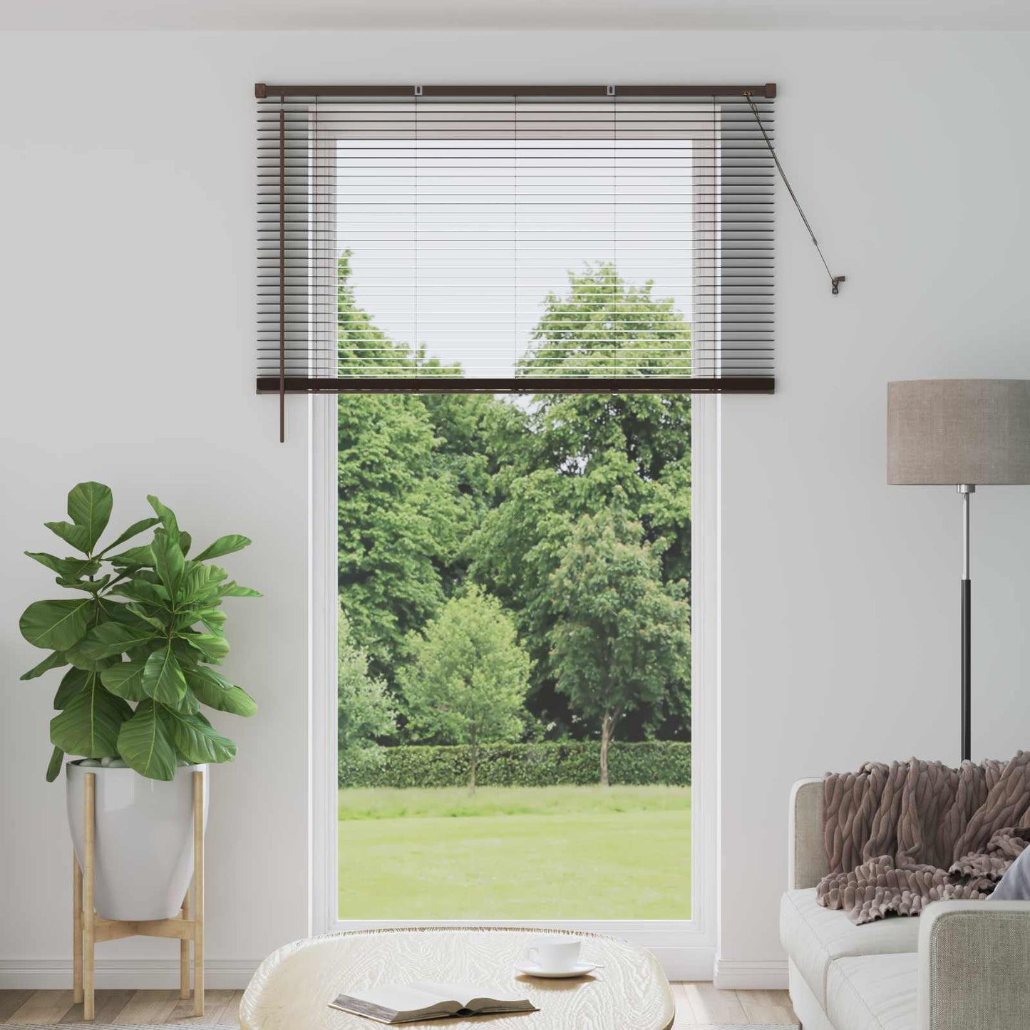 Venezianische Jalousie Dunkelbraun mit Muster 213 x 140 cm PVC
