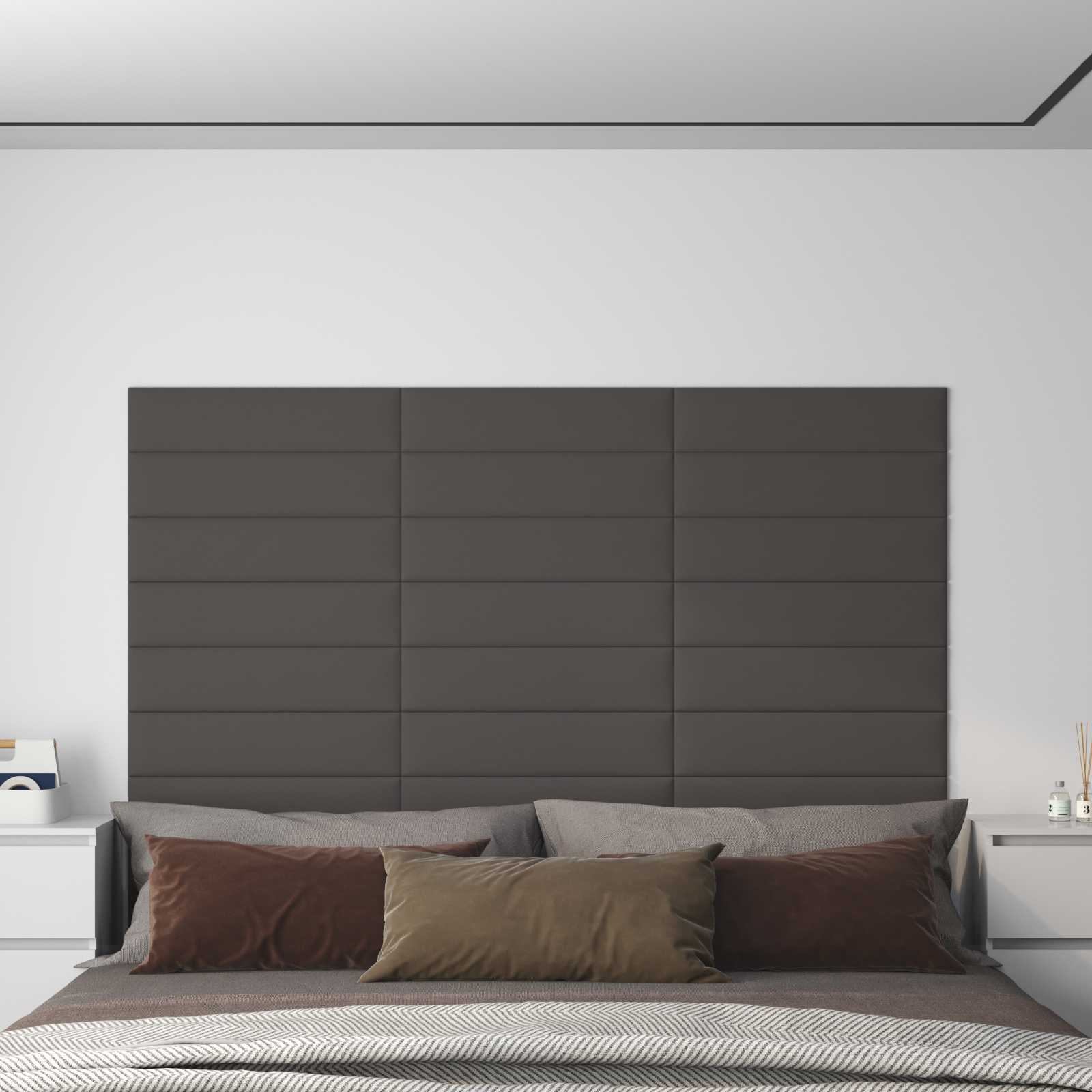 Wandkopfteilen 12 stk. 60 x 15 cm Dunkelgrau Stoff