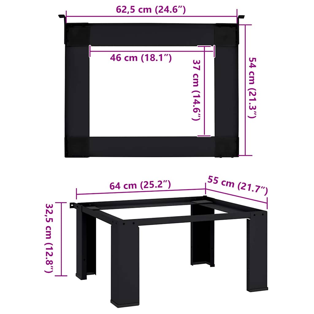 Waschmaschinen-Podest Schwarz 64 x 55 x 32,5 cm Stahl