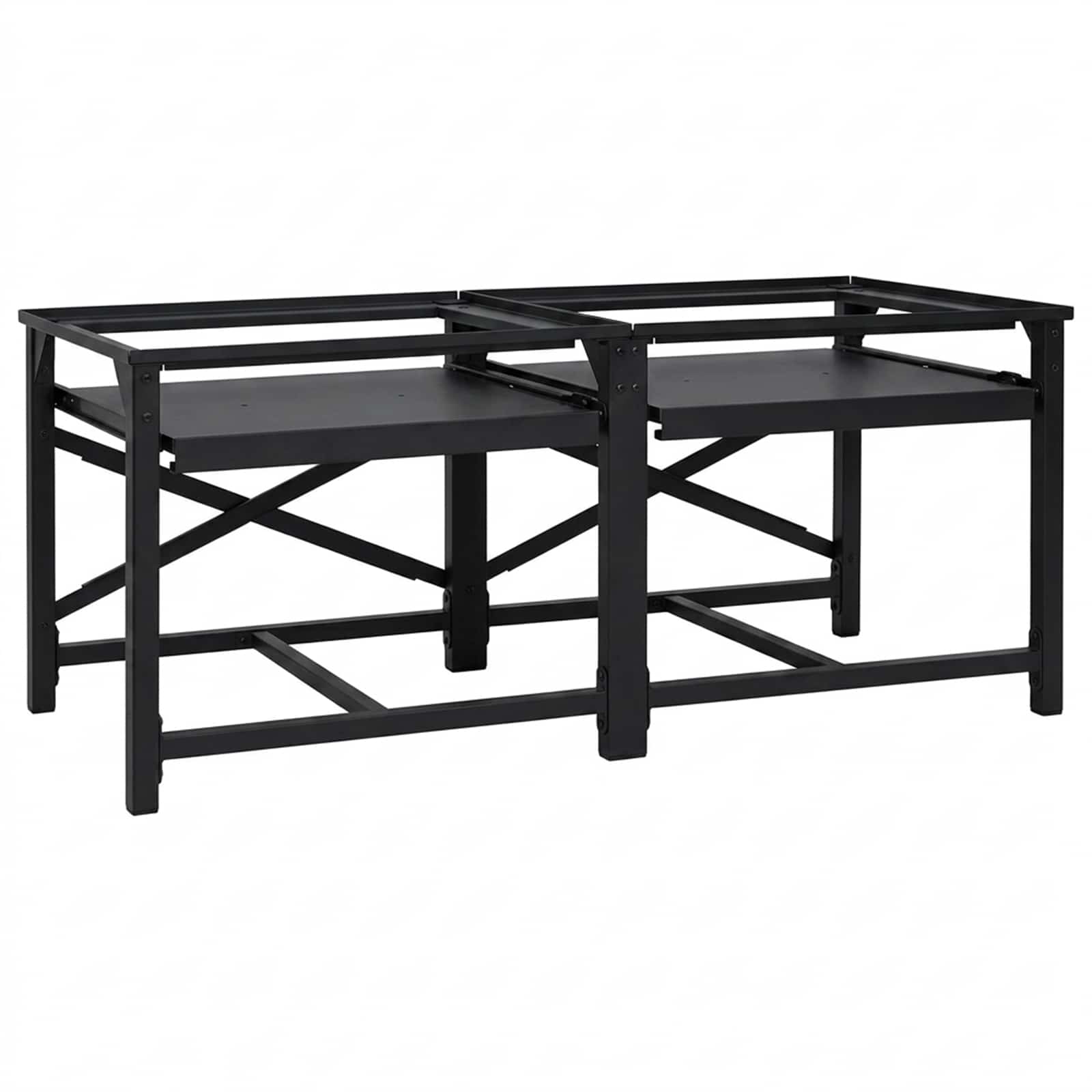 Waschmaschinen-Podest 2 stk. Schwarz 120 x 56 x 52 cm Stahl