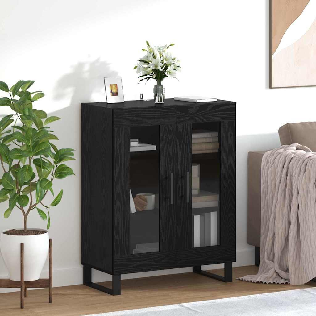 Sideboard Schwarz Eichen-Optik 69,5 x 34 x 90 cm Holzwerkstoff