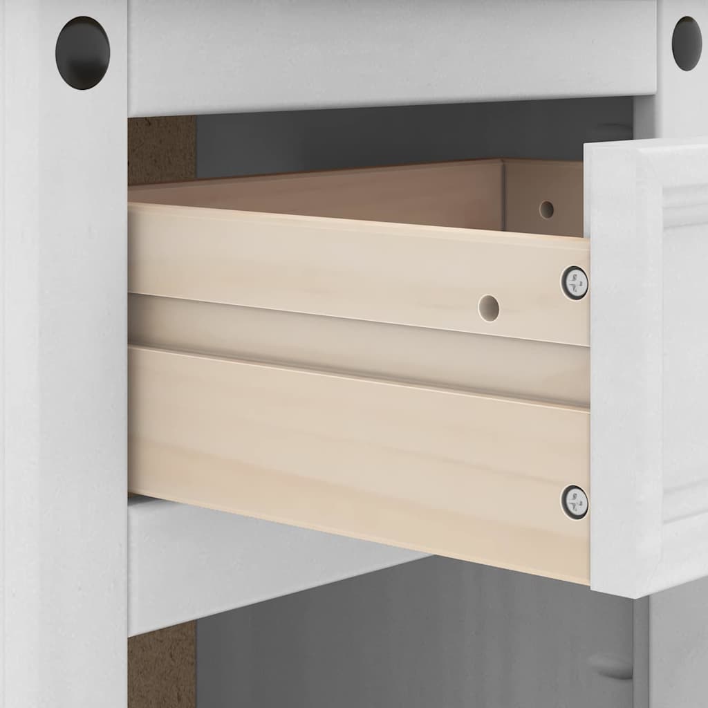 Nachttisch Corona Weiß 45 x 35 x 64 cm Massives Kiefernholz