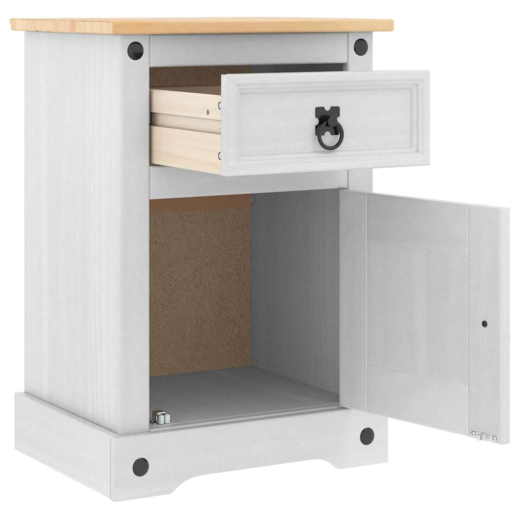 Nachttisch Corona Weiß 45 x 35 x 64 cm Massives Kiefernholz