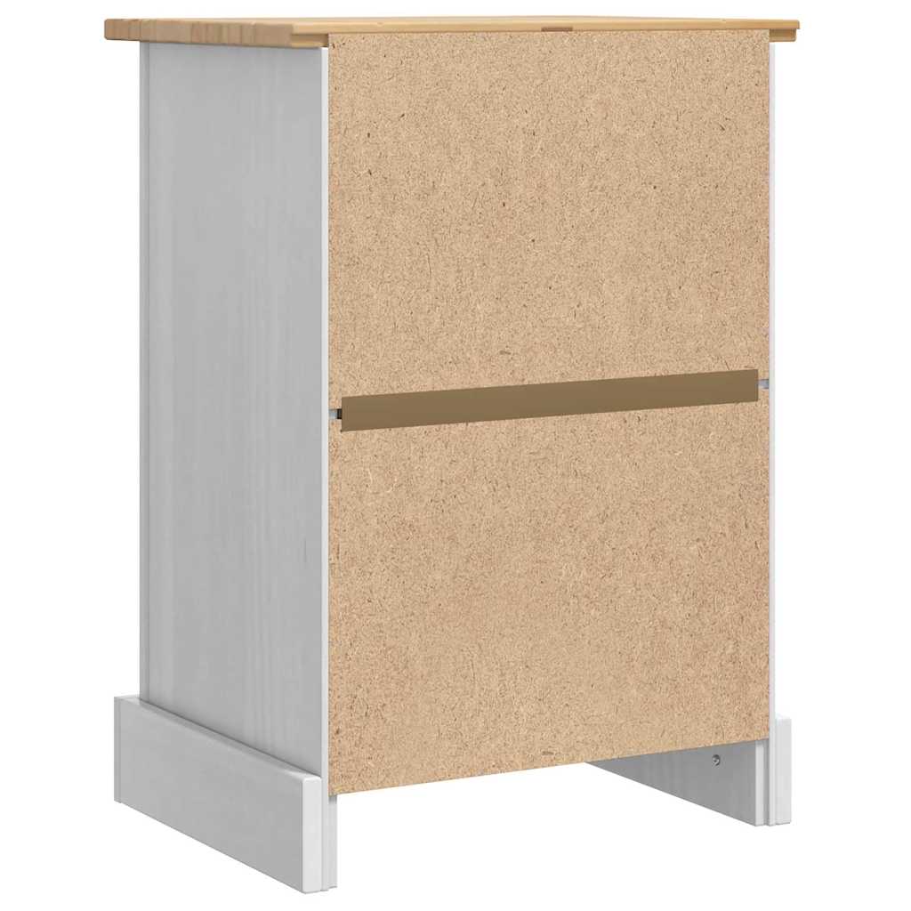 Nachttisch Corona Weiß 45 x 35 x 64 cm Massives Kiefernholz