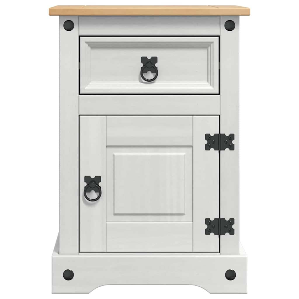Nachttisch Corona Weiß 45 x 35 x 64 cm Massives Kiefernholz