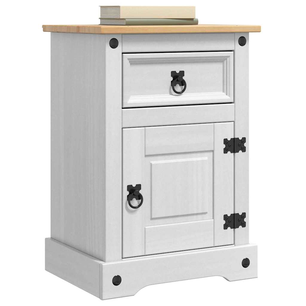 Nachttisch Corona Weiß 45 x 35 x 64 cm Massives Kiefernholz