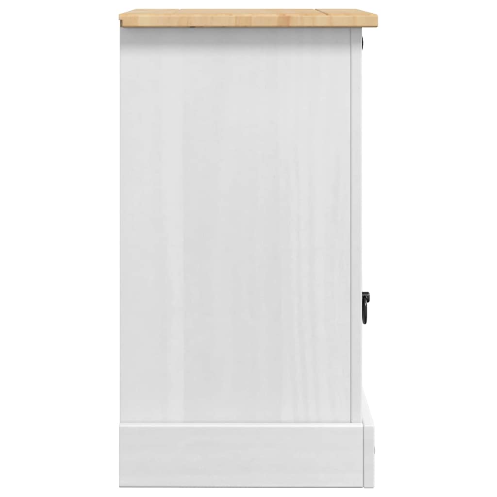Nachttisch Corona Weiß 45 x 35 x 64 cm Massives Kiefernholz
