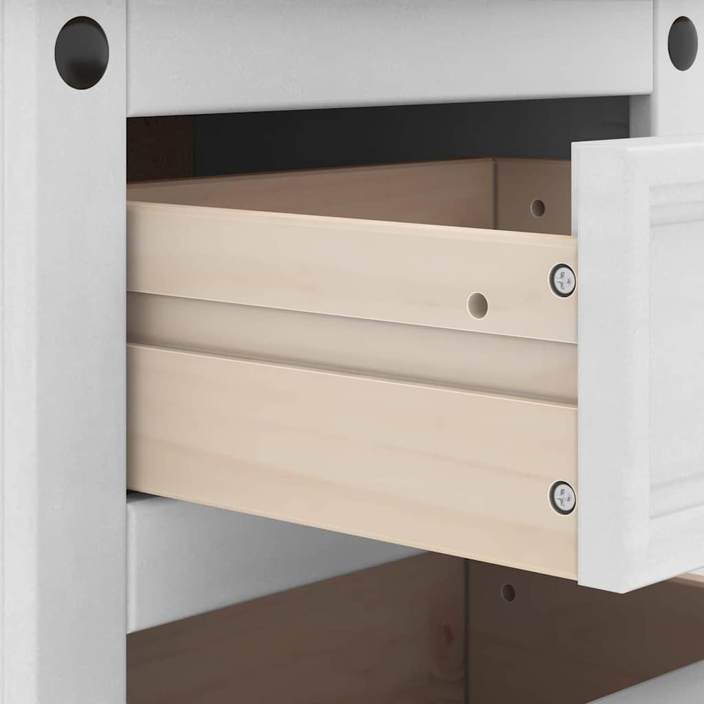 Nachttisch Corona Weiß 45 x 35 x 64 cm Massives Kiefernholz