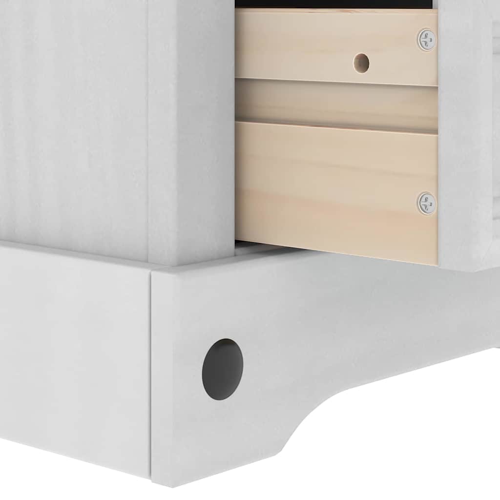 Nachttisch Corona Weiß 45 x 35 x 64 cm Massives Kiefernholz