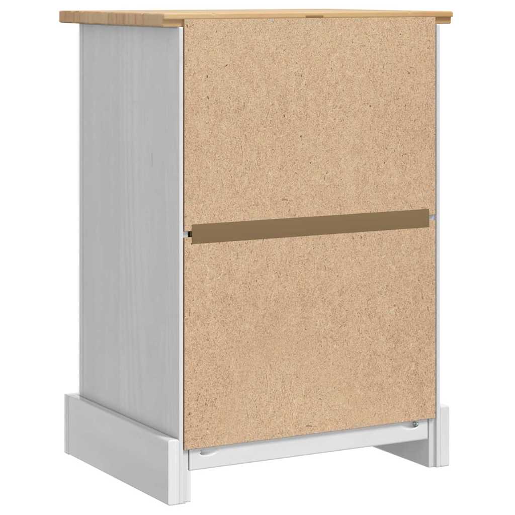 Nachttisch Corona Weiß 45 x 35 x 64 cm Massives Kiefernholz