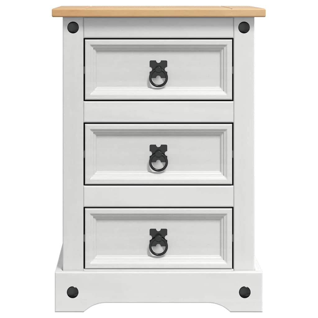 Nachttisch Corona Weiß 45 x 35 x 64 cm Massives Kiefernholz