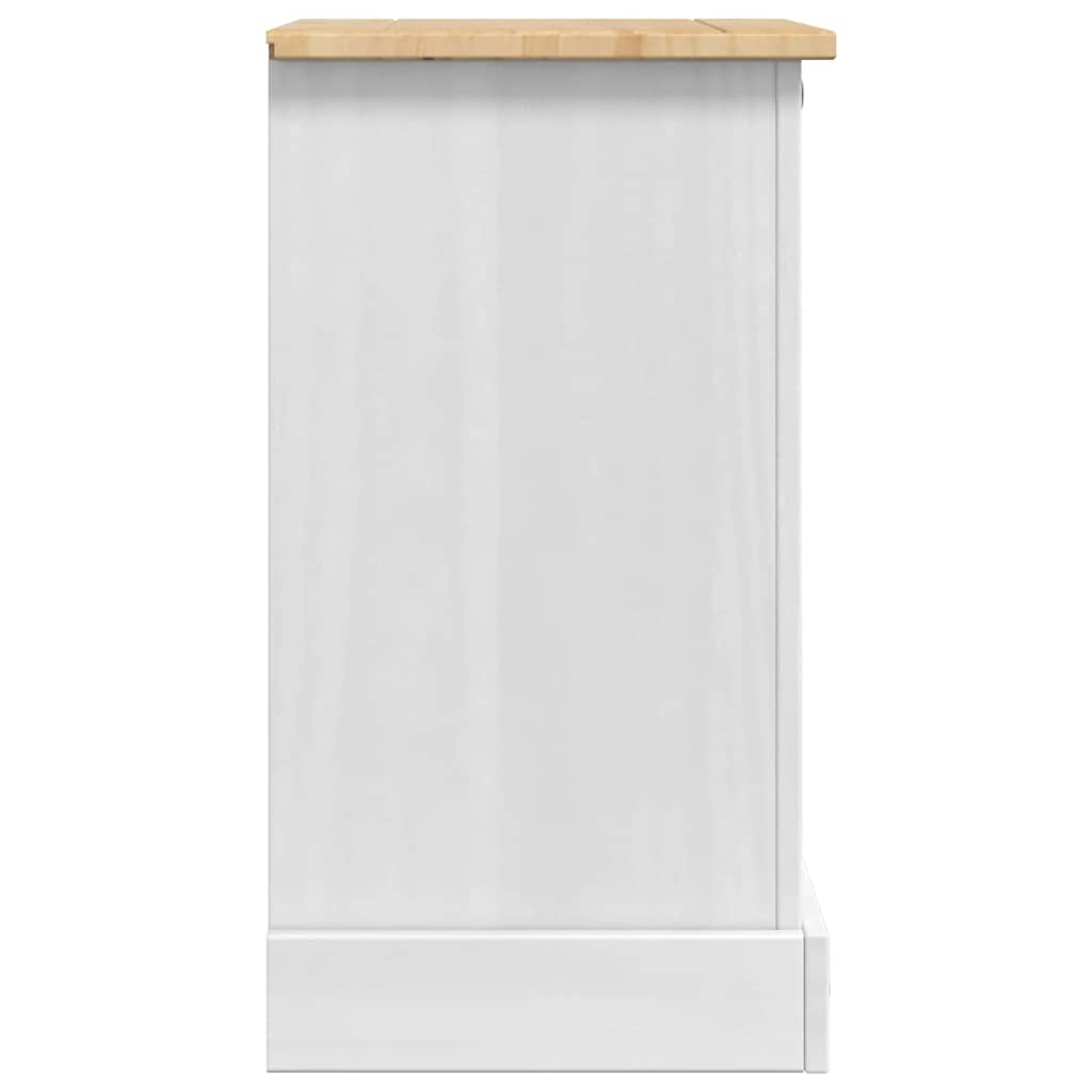 Nachttisch Corona Weiß 45 x 35 x 64 cm Massives Kiefernholz