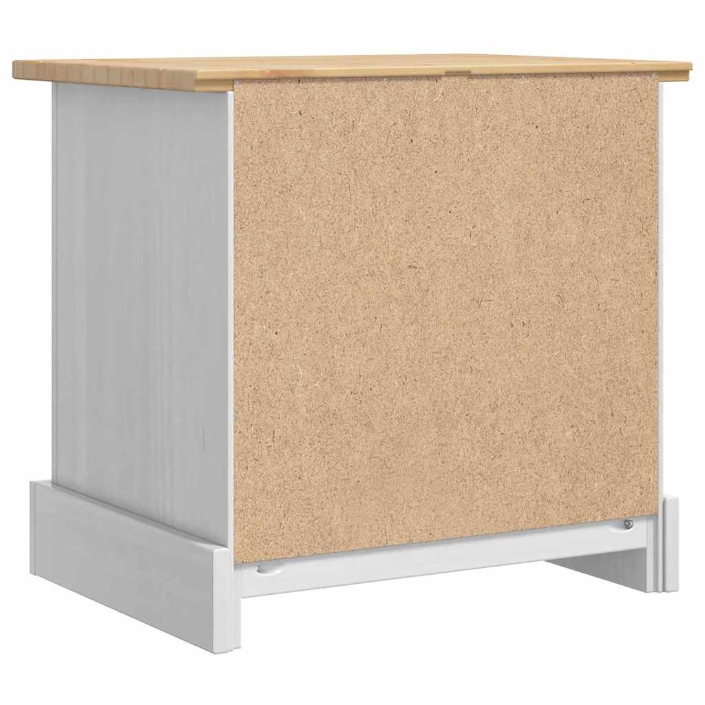 Nachttisch Corona Weiß 53 x 39 x 47 cm Massives Kiefernholz