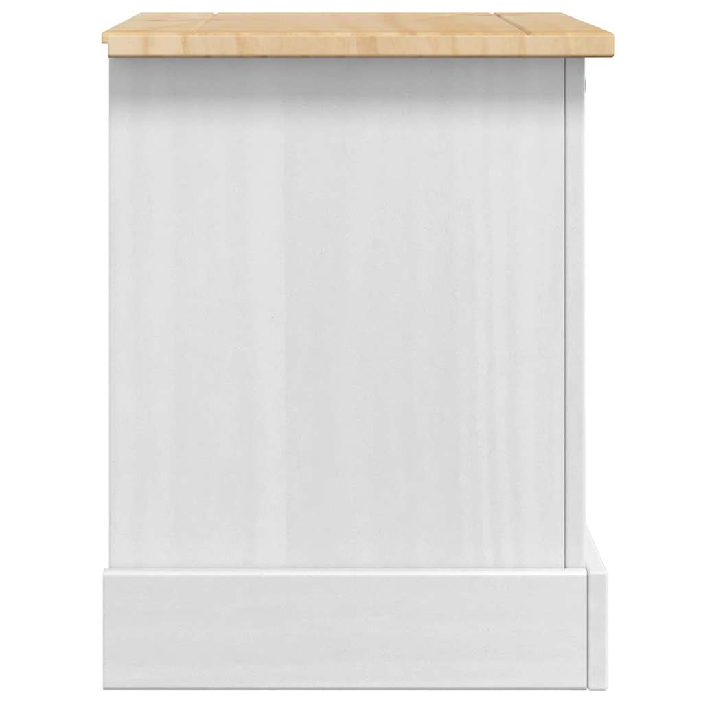 Nachttisch Corona Weiß 53 x 39 x 47 cm Massives Kiefernholz