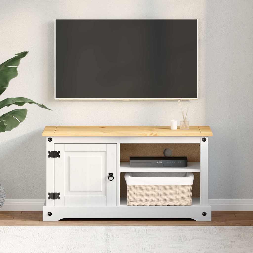 TV-Schränk CORONA 100 x 40 x 52 cm Weiß Massives Kiefernholz