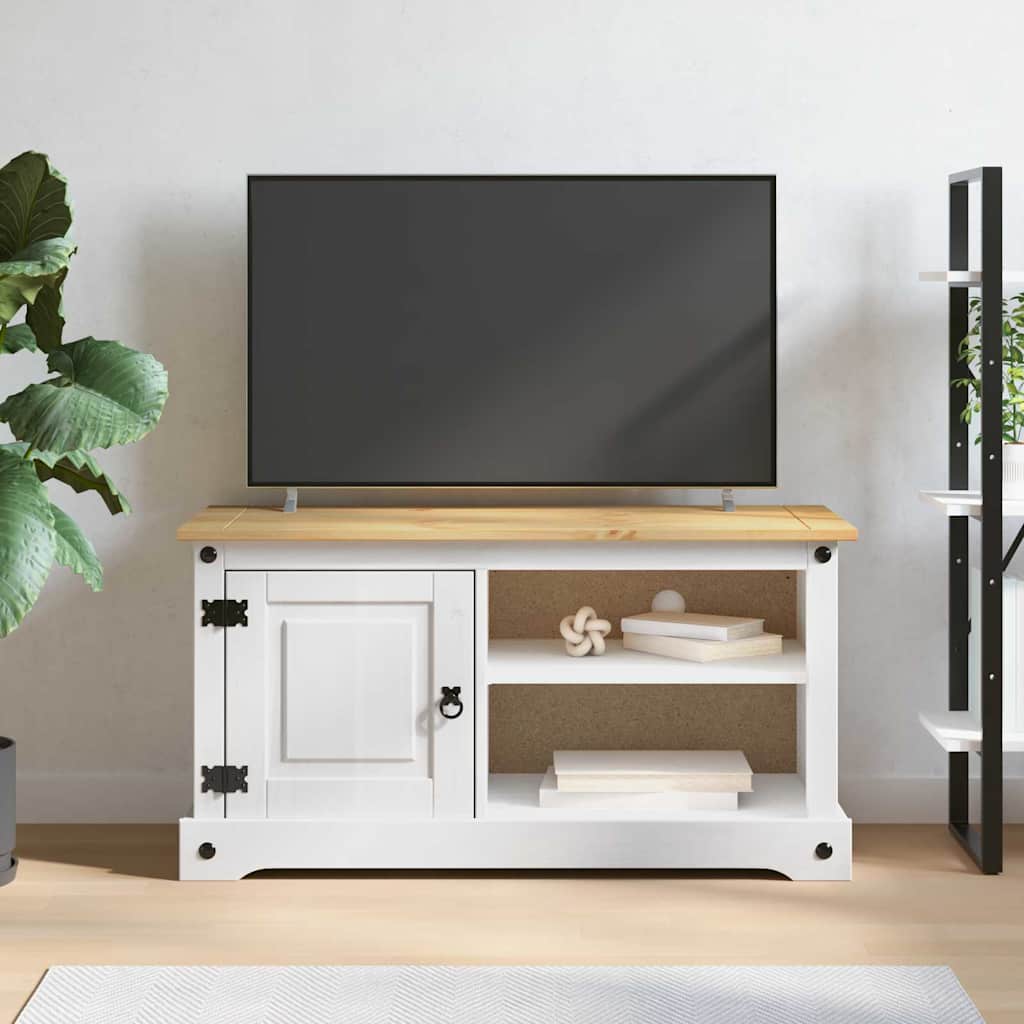 TV-Schränk CORONA 100 x 40 x 52 cm Weiß Massives Kiefernholz