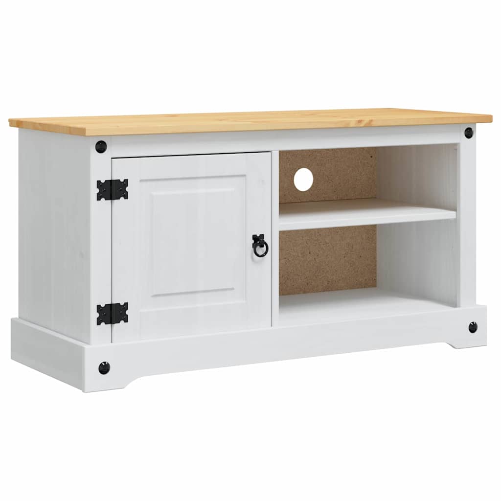 TV-Schränk CORONA 100 x 40 x 52 cm Weiß Massives Kiefernholz