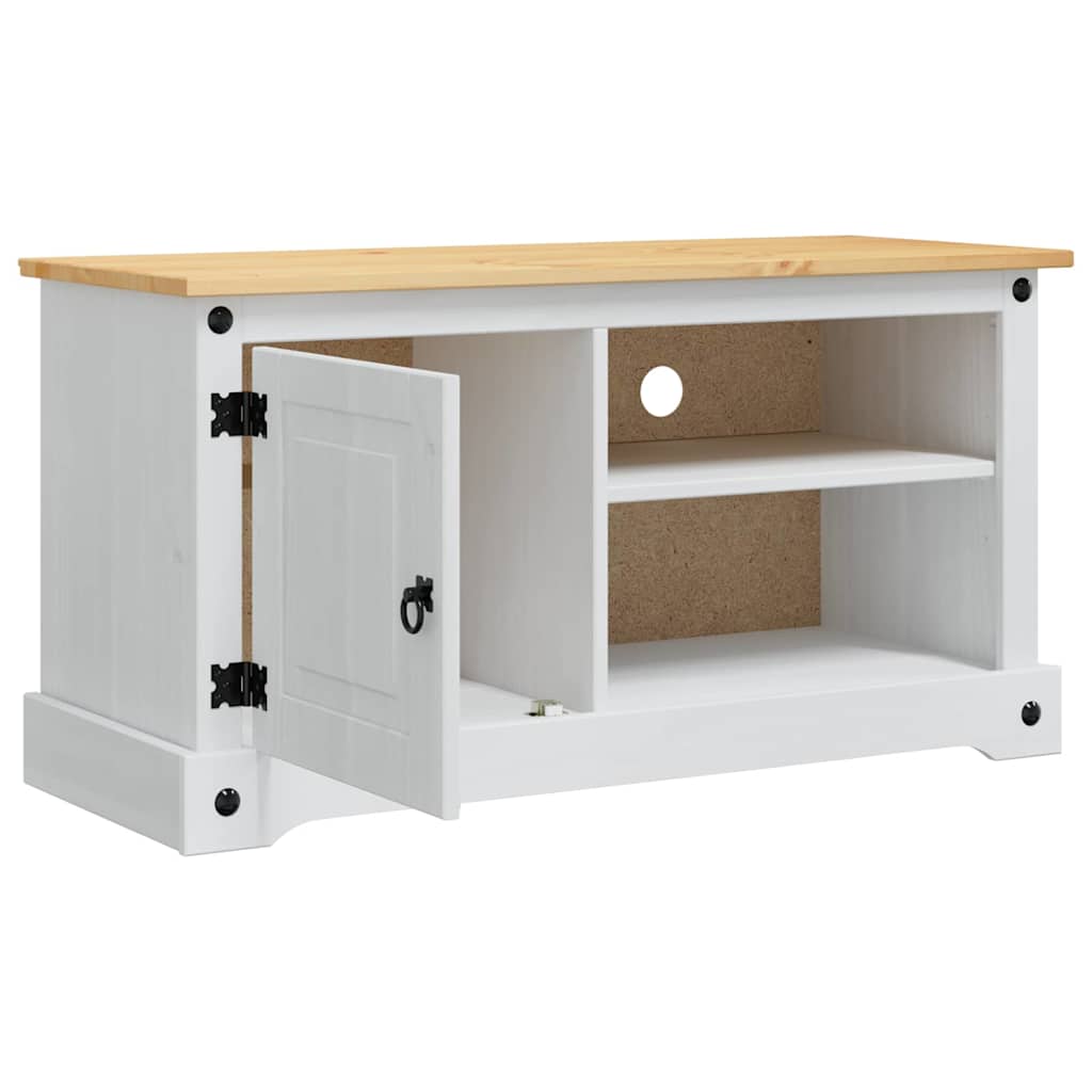 TV-Schränk CORONA 100 x 40 x 52 cm Weiß Massives Kiefernholz