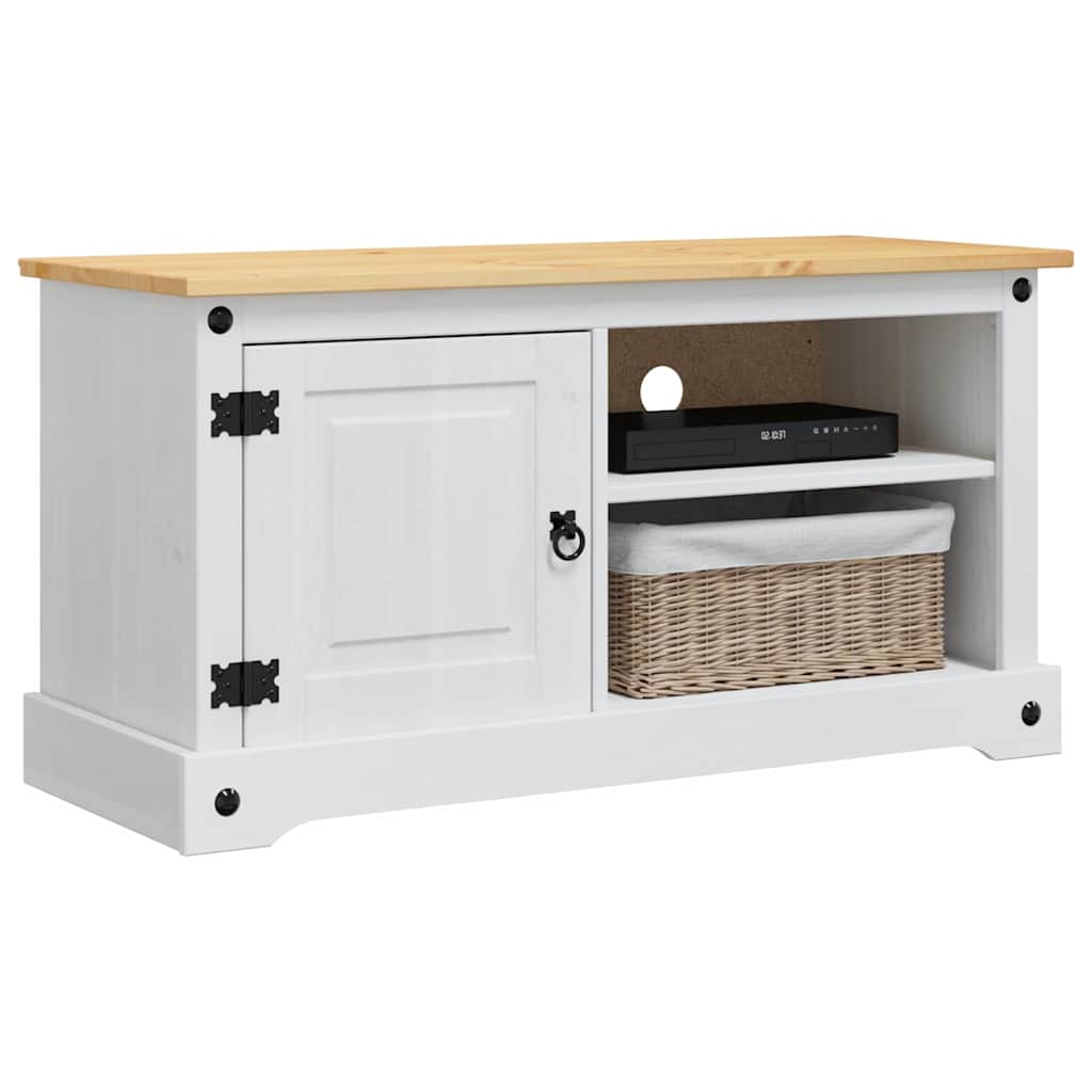 TV-Schränk CORONA 100 x 40 x 52 cm Weiß Massives Kiefernholz