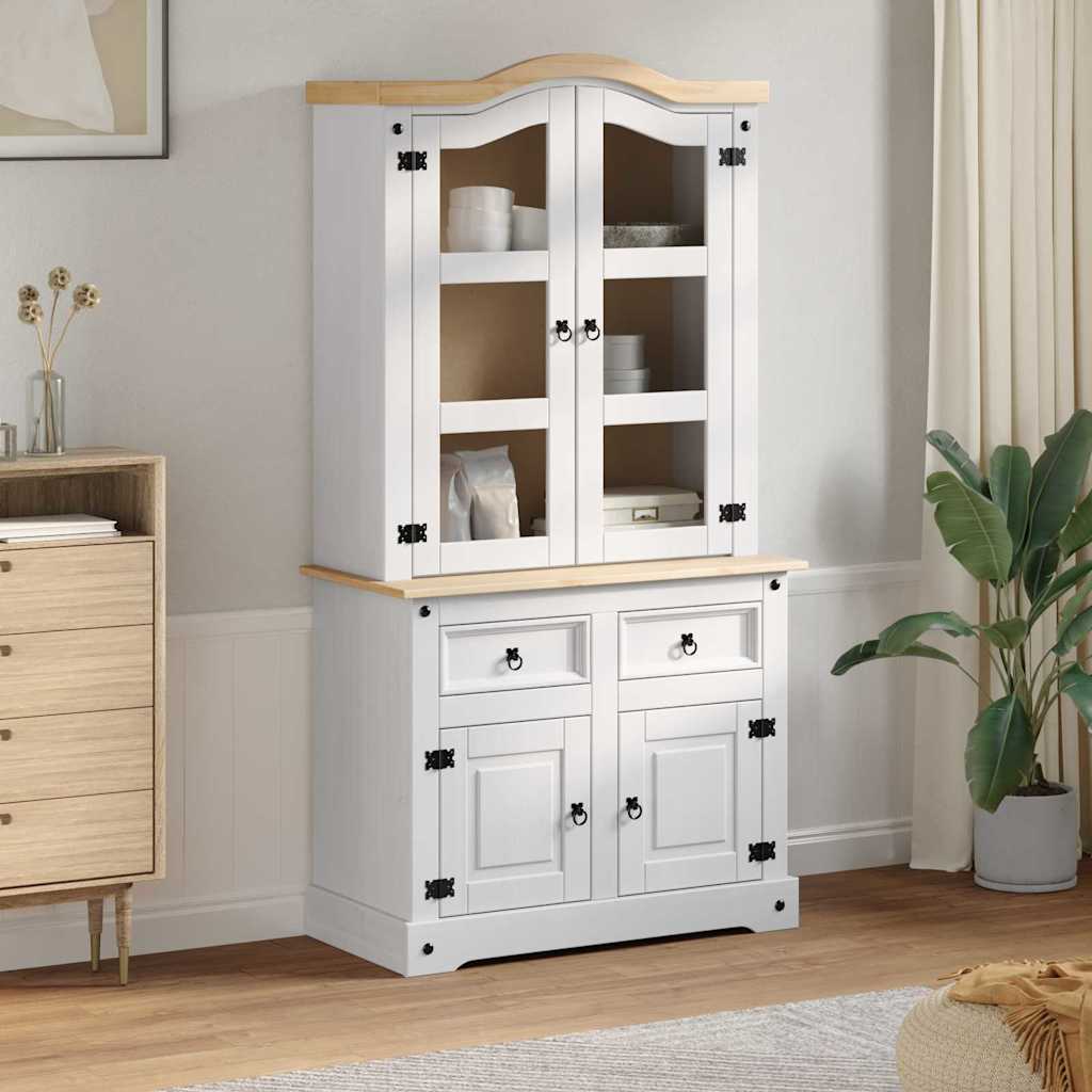 Sideboard CORONA Weiß 100 x 48,5 x 179 cm Massives Kiefernholz