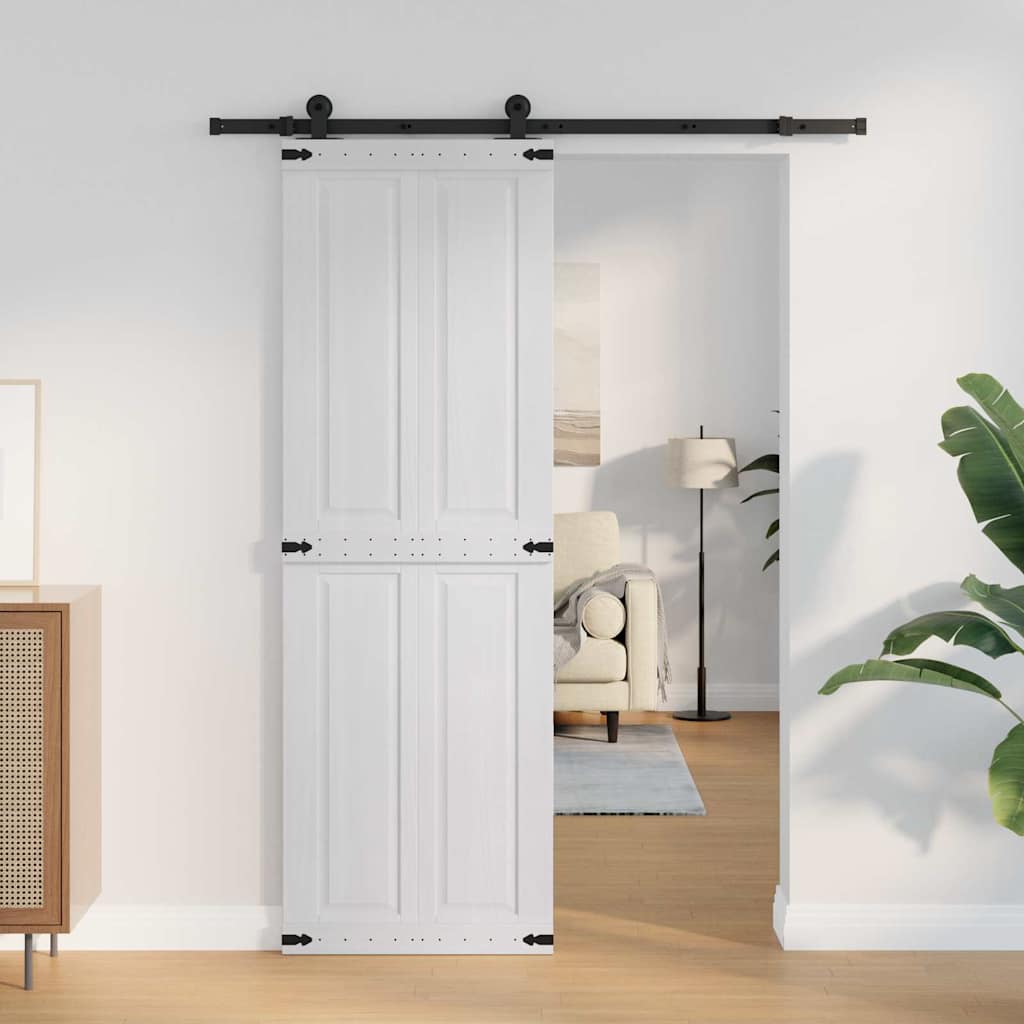 Scheunentür CORONA 70 x 210 cm Massives Kiefernholz Weiß