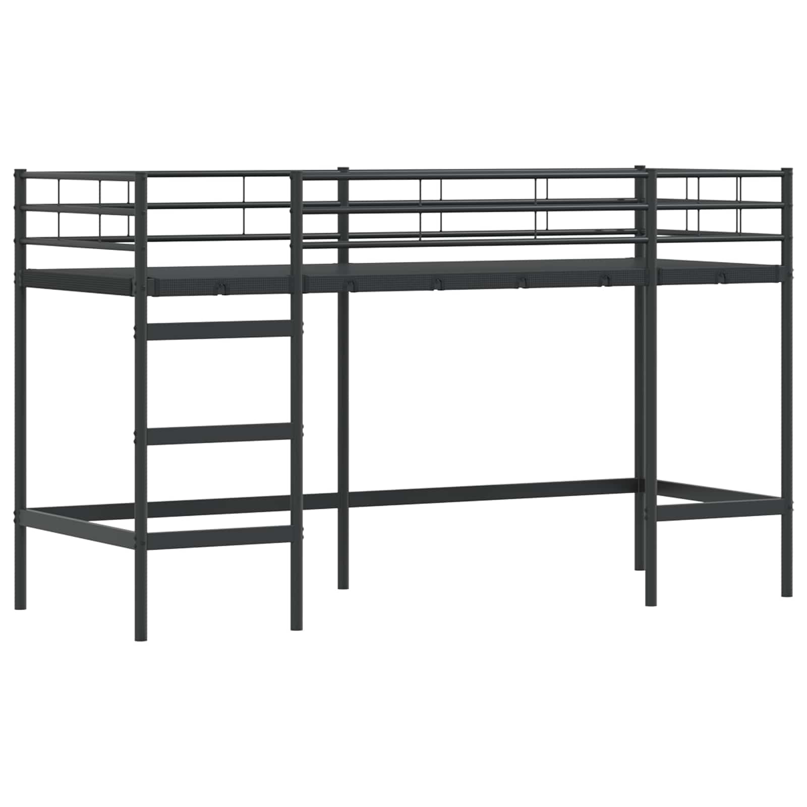 Kinderloftbett Uni Schwarz 75 x 190 cm Stahl