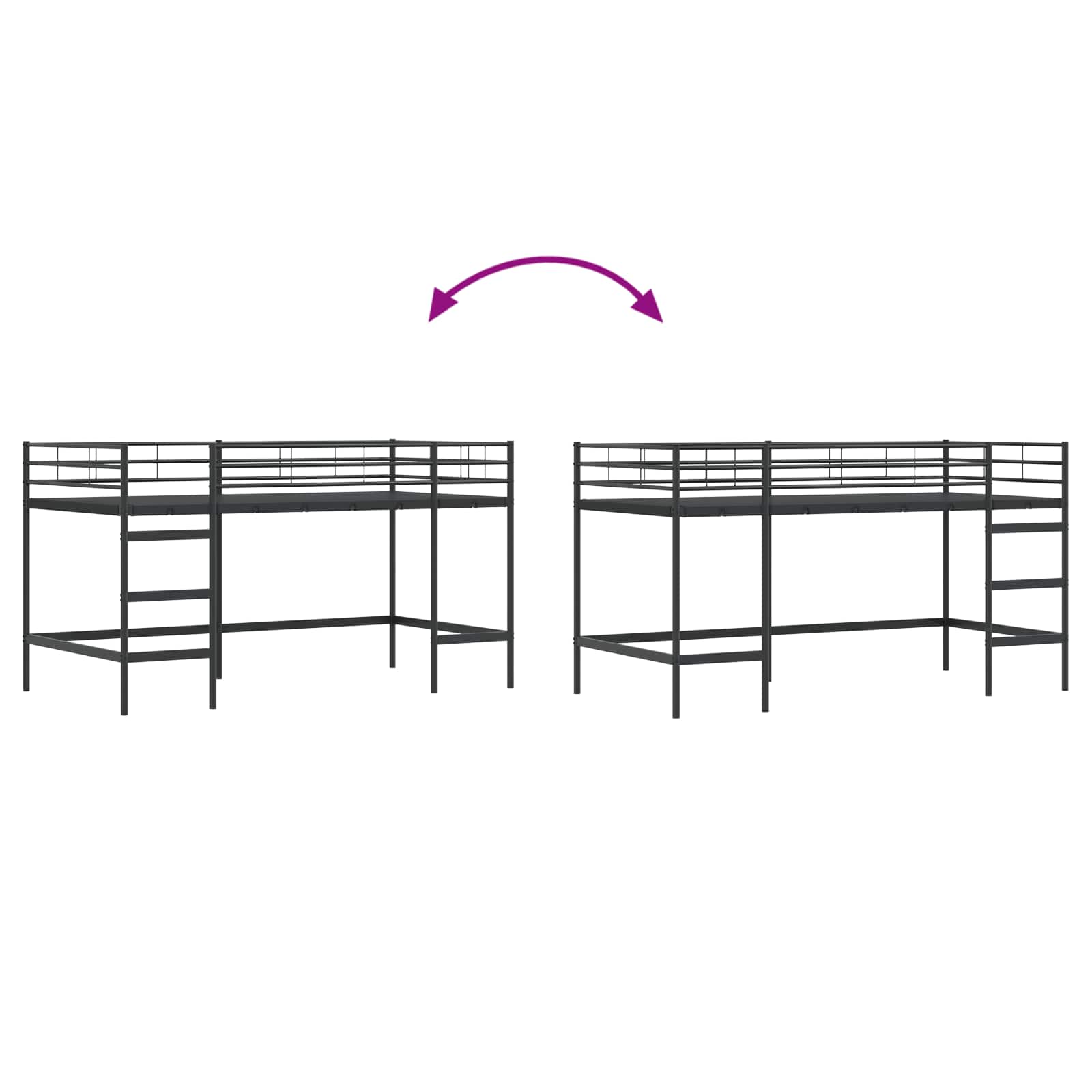 Kinderloftbett Uni Schwarz 80 x 200 cm Stahl