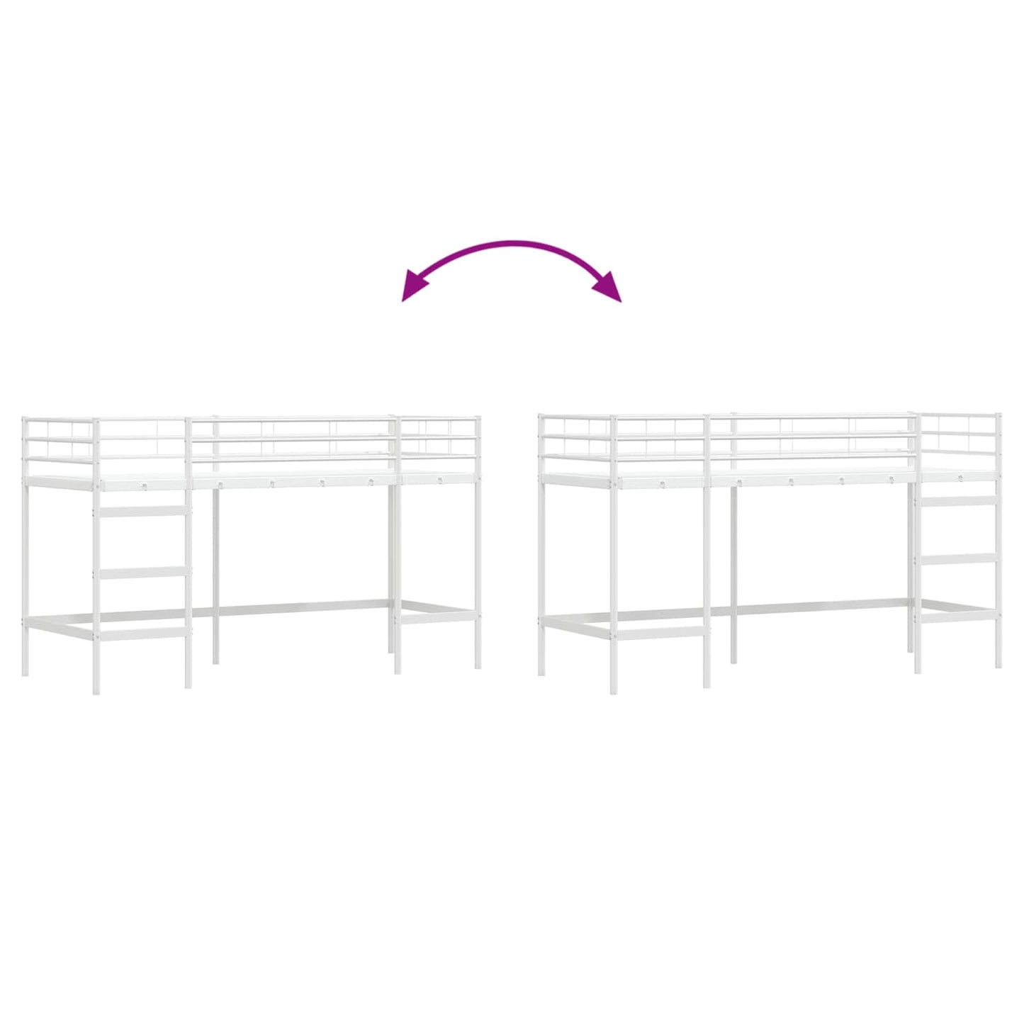 Kinderloftbett Uni Weiß 75 x 190 cm Stahl