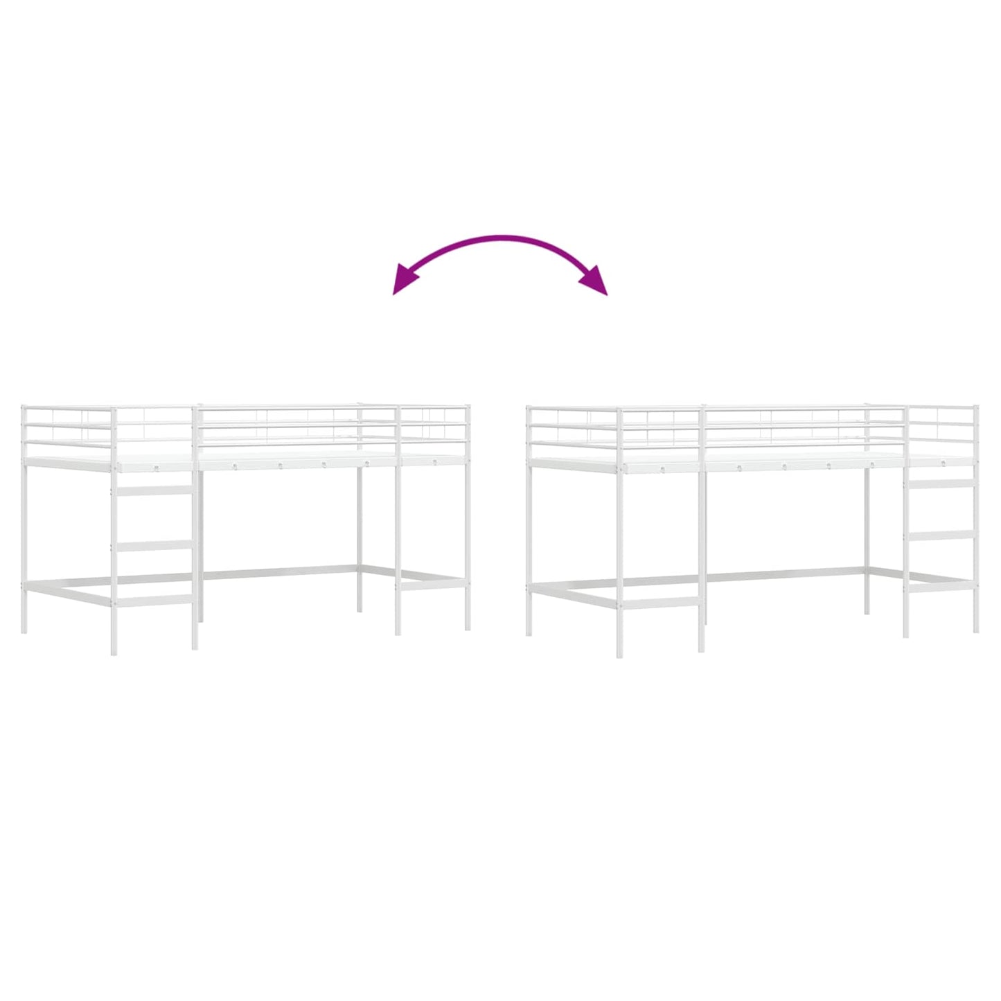 Kinderloftbett Uni Weiß 80 x 200 cm Stahl