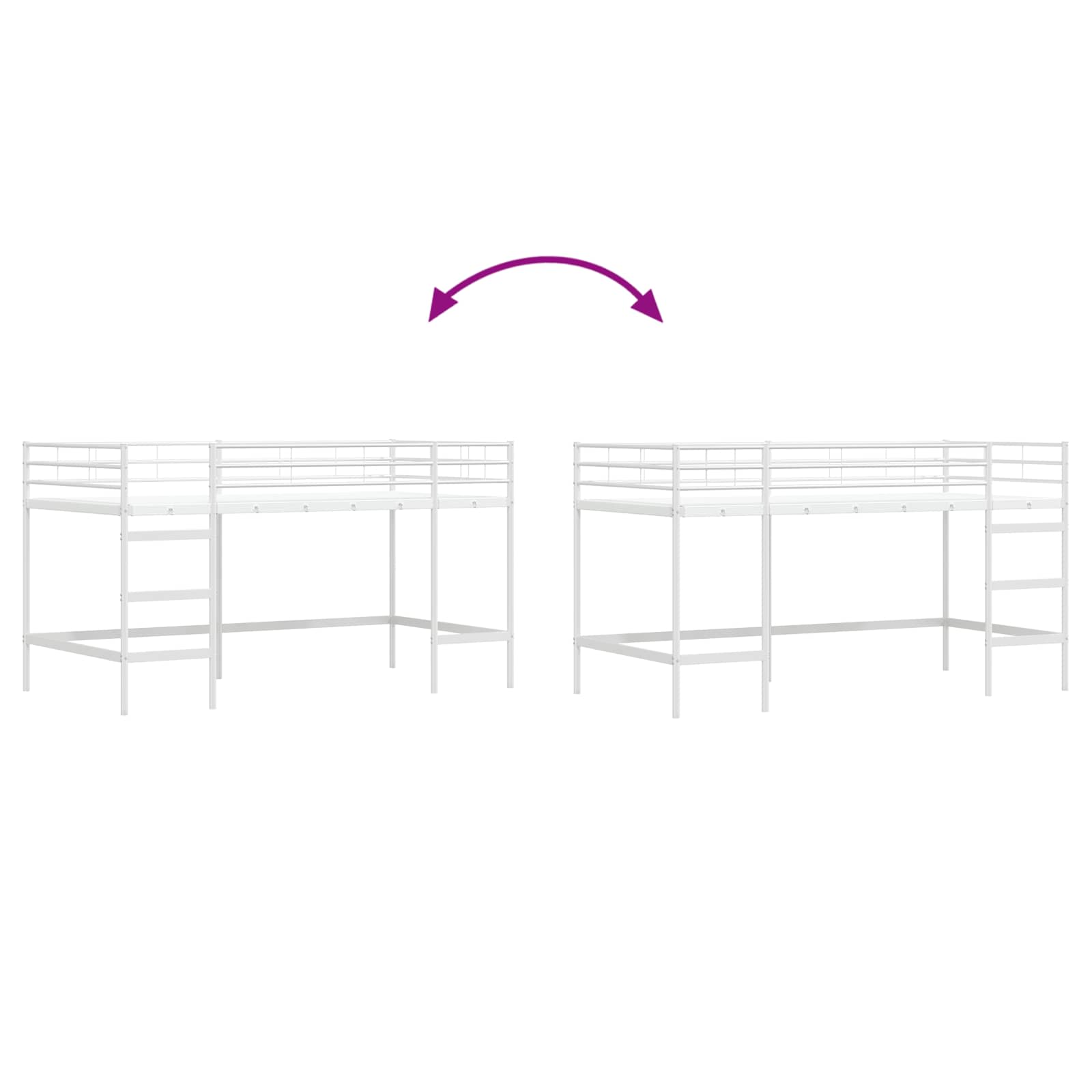Kinderloftbett Uni Weiß 80 x 200 cm Stahl