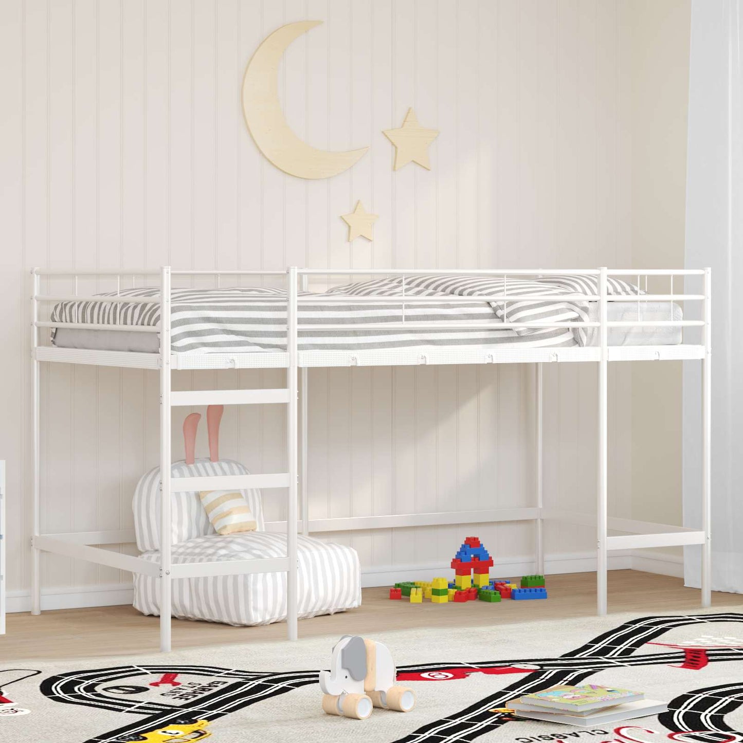 Kinderloftbett Uni Weiß 90 x 200 cm Stahl