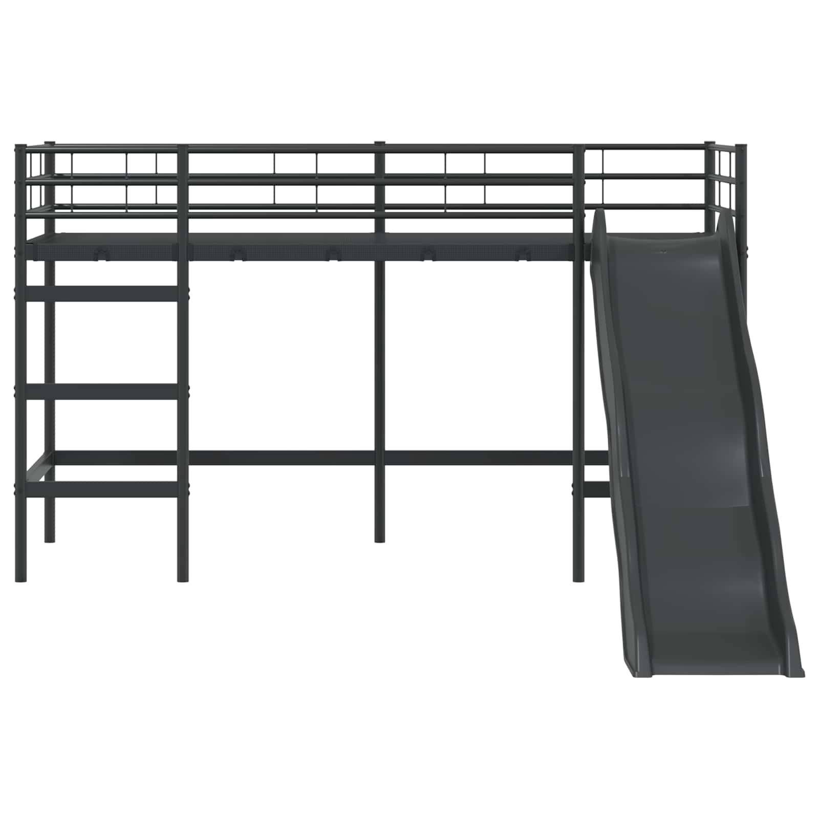 Kinder-Loftbett mit Rutsche Schwarz und Anthrazit 75 x 190 cm