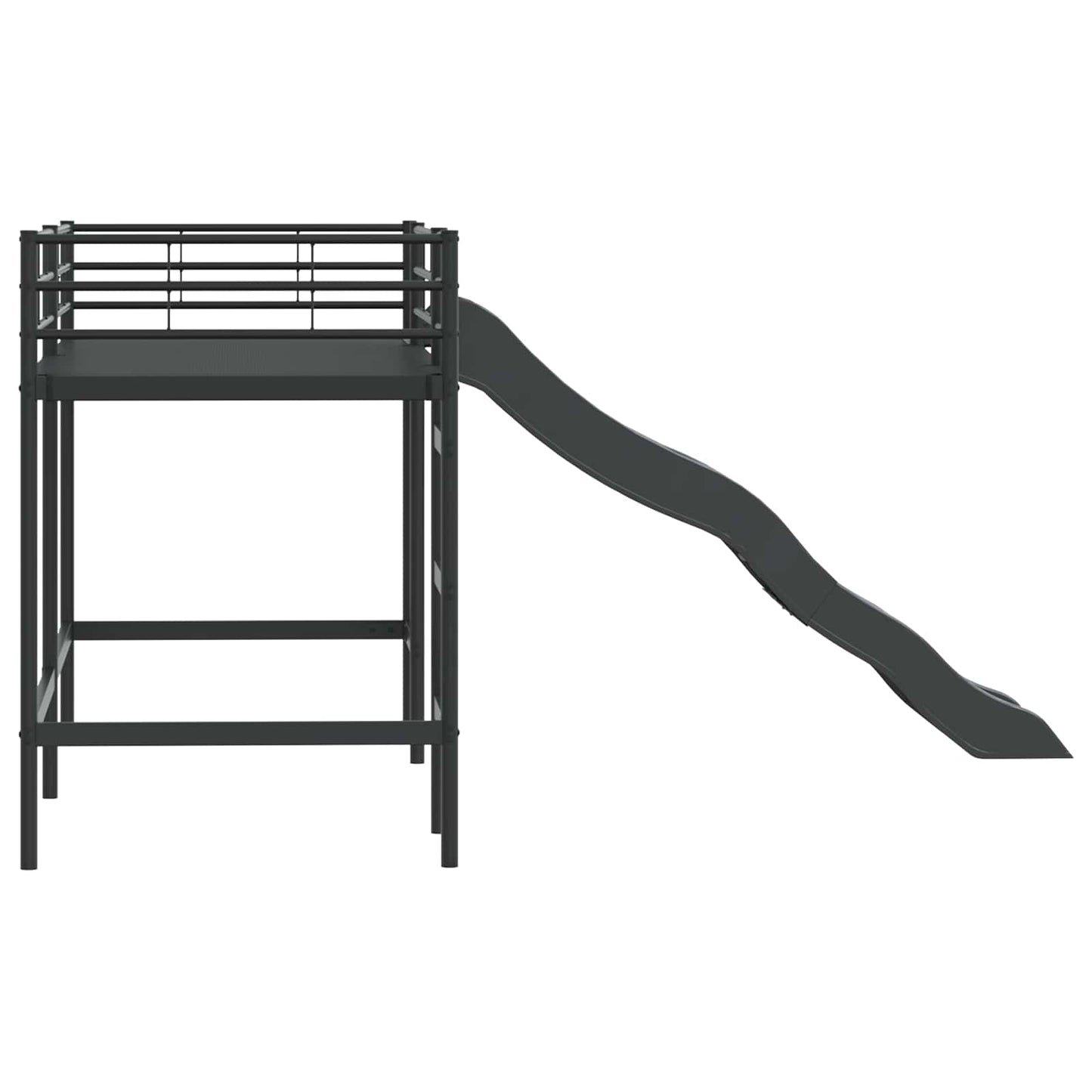 Kinder-Loftbett mit Rutsche Schwarz und Anthrazit 75 x 190 cm