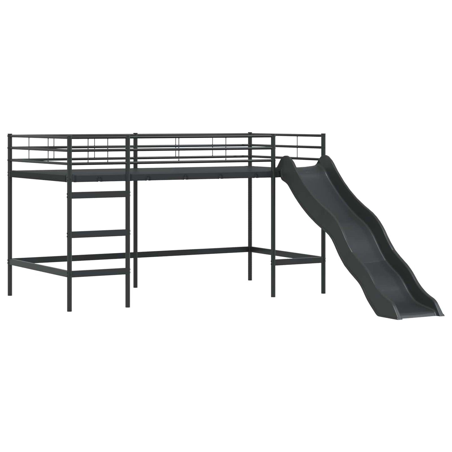 Kinder-Loftbett mit Rutsche Schwarz und Anthrazit 80 x 200 cm