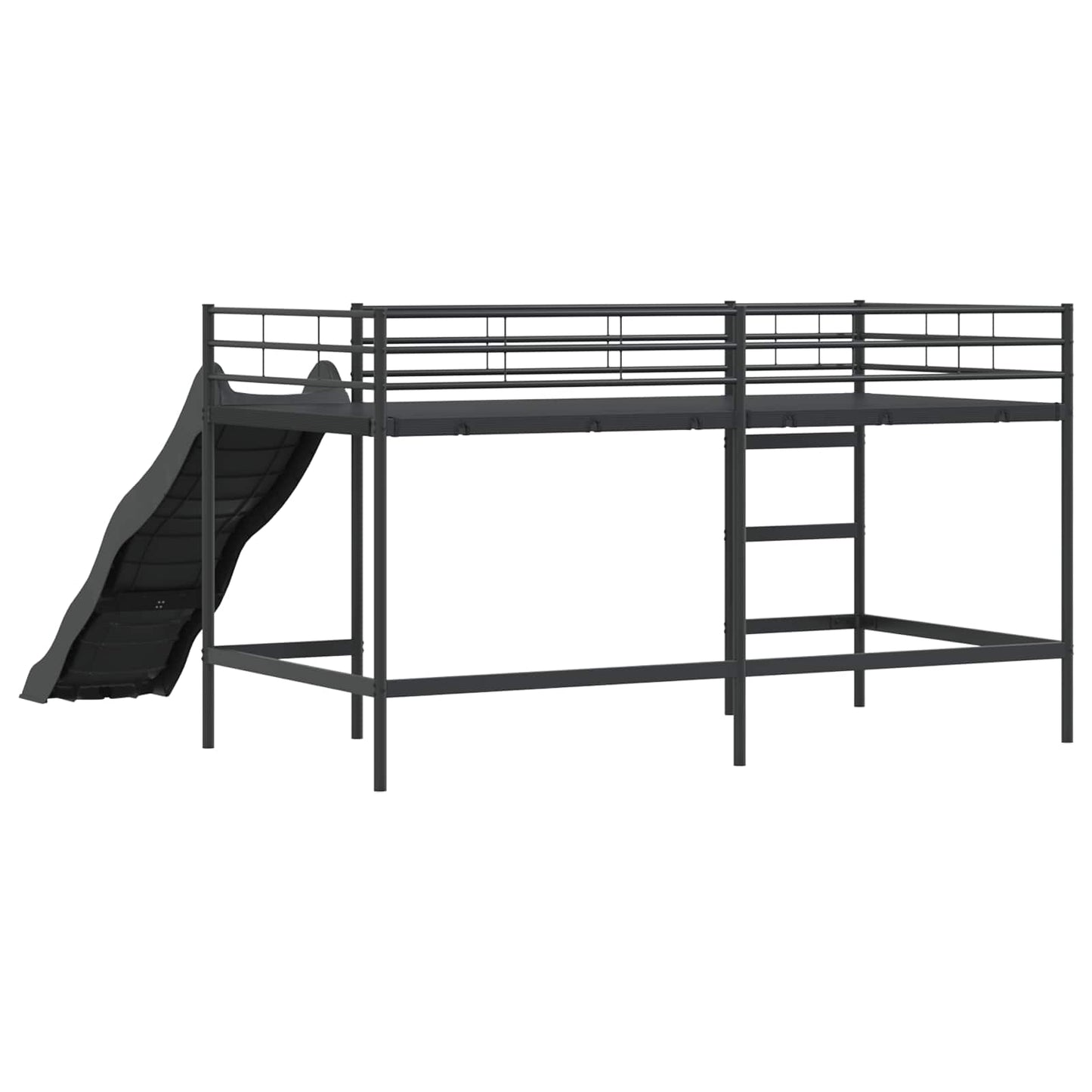 Kinder-Loftbett mit Rutsche Schwarz und Anthrazit 80 x 200 cm