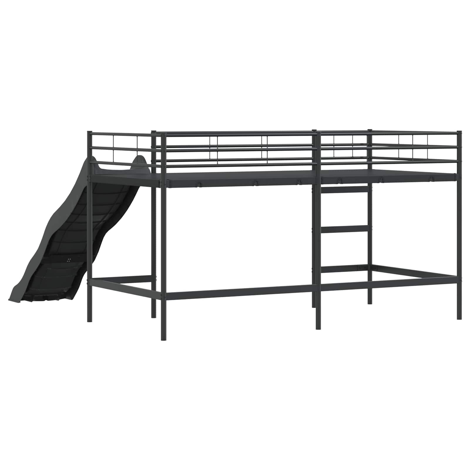 Kinder-Loftbett mit Rutsche Schwarz und Anthrazit 80 x 200 cm