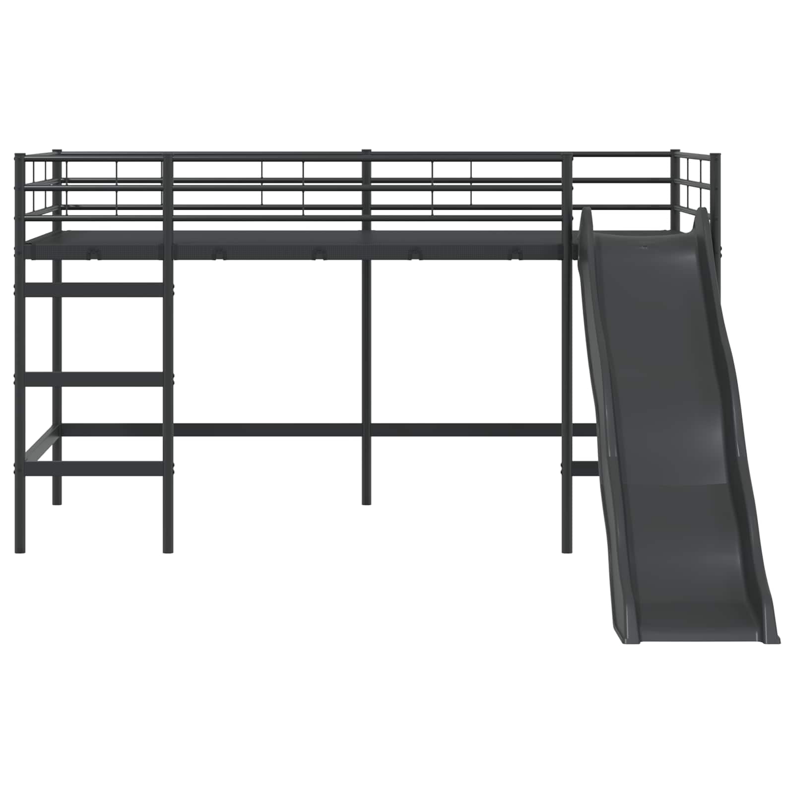 Kinder-Loftbett mit Rutsche Schwarz und Anthrazit 80 x 200 cm